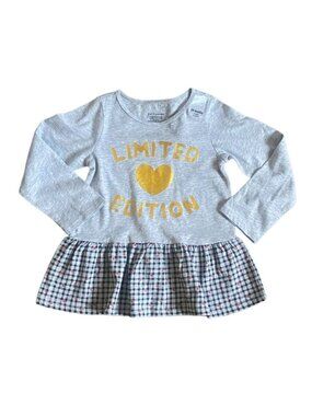 NWT First Impressions Girls Long Sleeve Ruffle 'Heart" Shirt-Gray-Size 24 Months